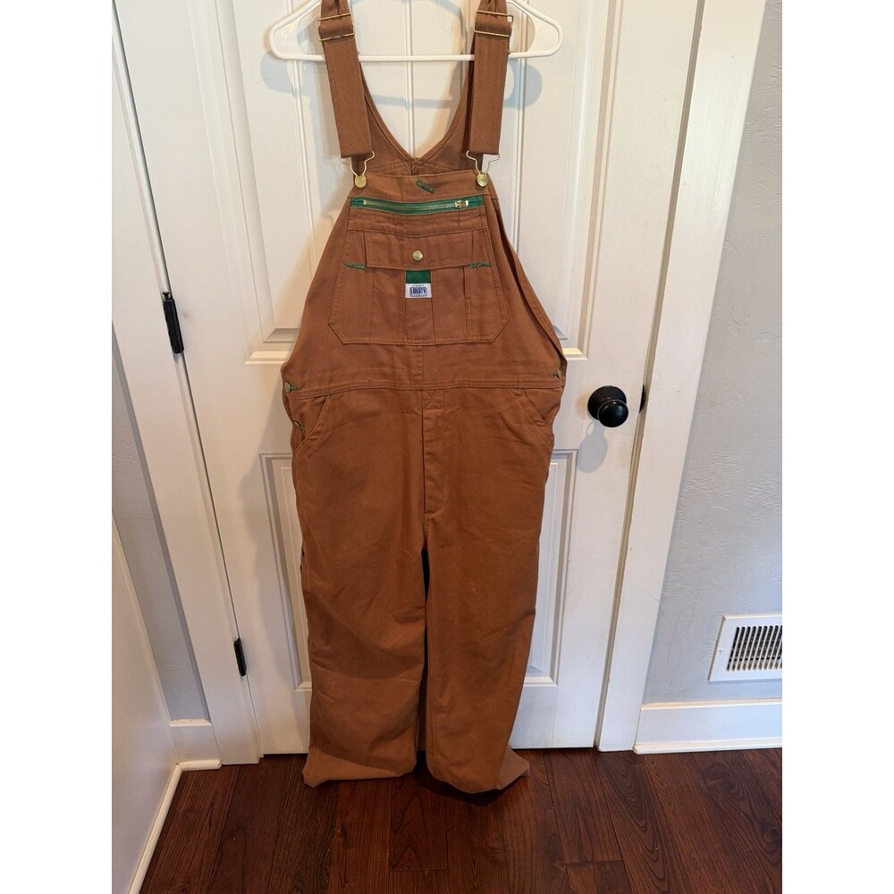 Liberty Overalls Mens 38x30 Brown Duck Canvas Bib Workwear Carpenter Cotton